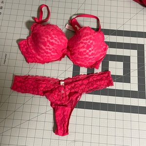 Victoria’s Secret bra and panty set 36B pink lace